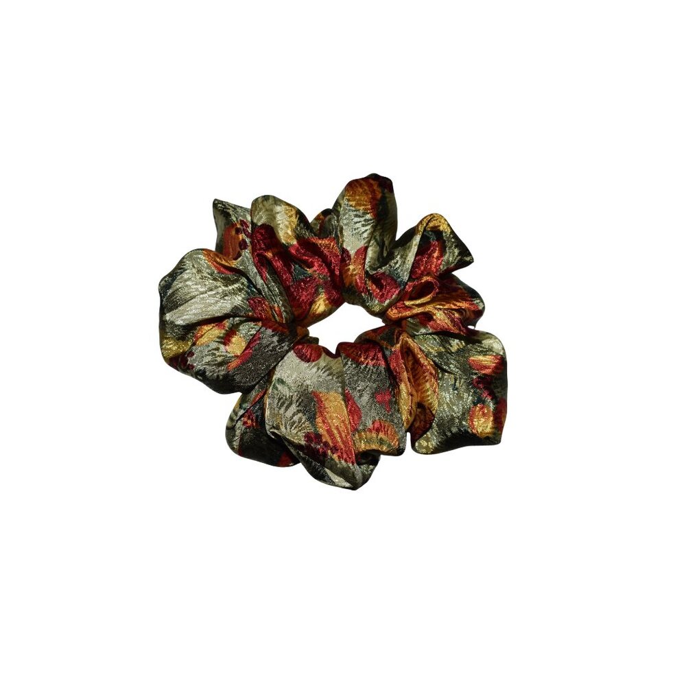XL Vintage Floral Scrunchie – Oversized Hair Tie, Retro Cottagecore, Handmade - Picture 14 of 16